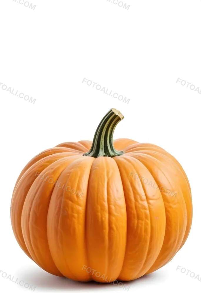 An Orange Pumpkin With A Thick Stem The Pumpkin Has A Rough Texture Isolated On A White Background 26 8ab6