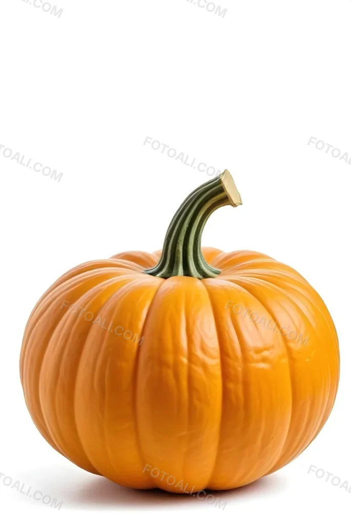 An Orange Pumpkin With A Thick Stem The Pumpkin Has A Rough Texture Isolated On A White Background 29 Ead2