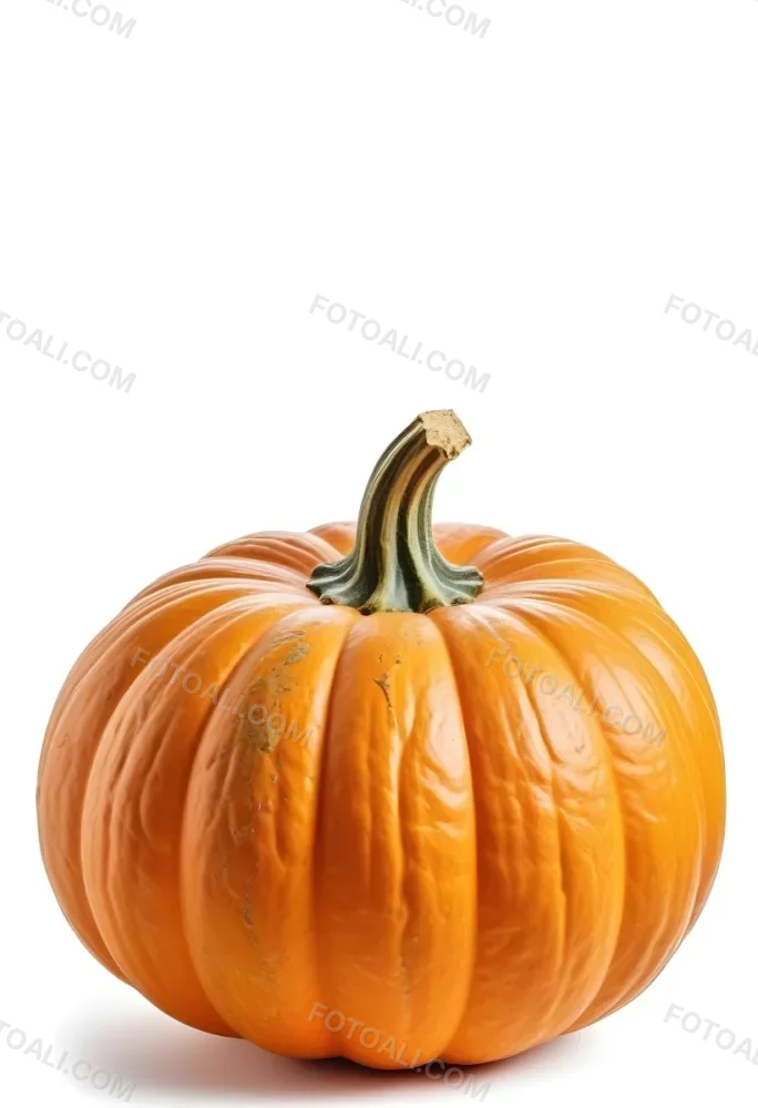 An Orange Pumpkin With A Thick Stem The Pumpkin Has A Rough Texture Isolated On A White Background 32 F780