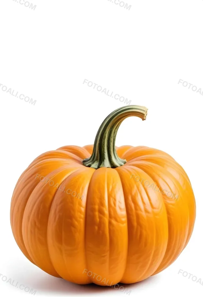 An Orange Pumpkin With A Thick Stem The Pumpkin Has A Rough Texture Isolated On A White Background 33 97d8