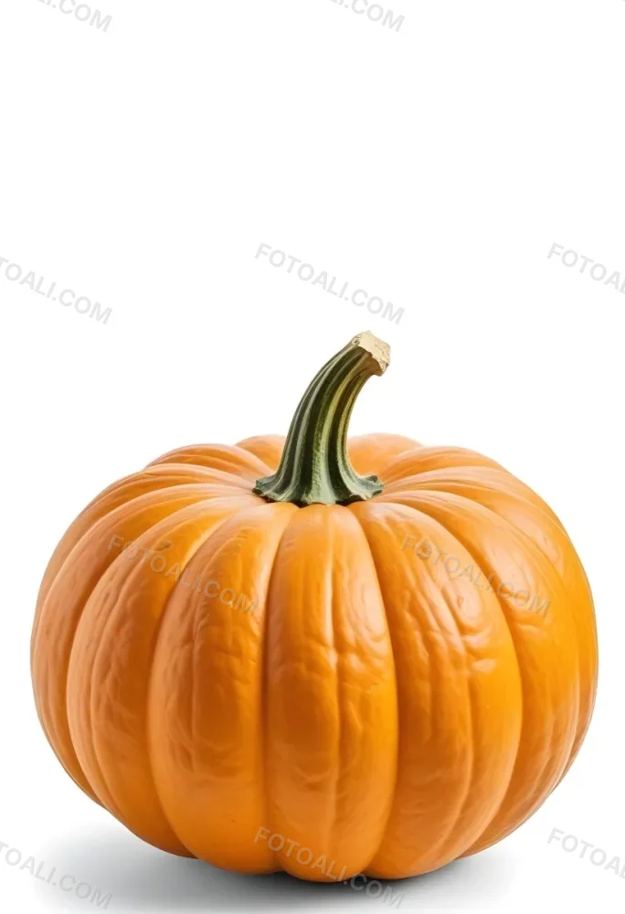 An Orange Pumpkin With A Thick Stem The Pumpkin Has A Rough Texture Isolated On A White Background 8 E1f4