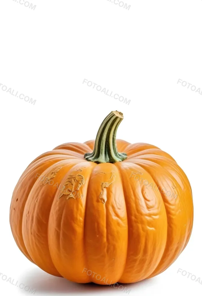 An Orange Pumpkin With A Thick Stem The Pumpkin Has A Rough Texture Isolated On A White Background 9 367d