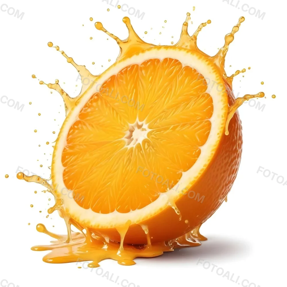An Orange Slice With Juice Splashing Around It In A Bright Kitchen 30 8ed4