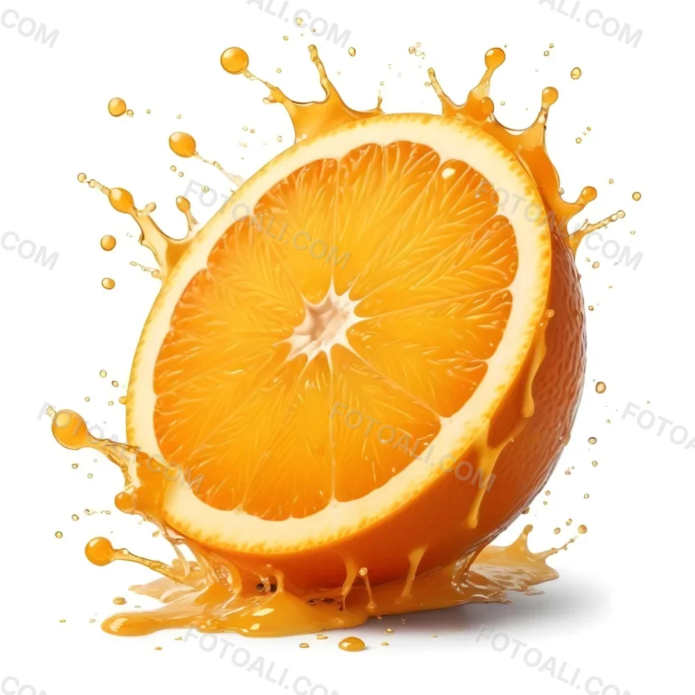An Orange Slice With Juice Splashing Around It In A Bright Kitchen 47 A639