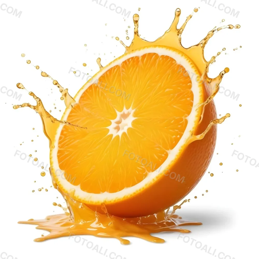 An Orange Slice With Juice Splashing Around It In A Bright Kitchen 6 4f85