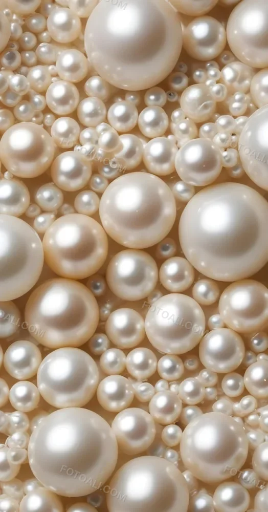 Assorted White And Cream Colored Pearls Of Various Sizes Arranged In A Scattered Pattern 14 B631