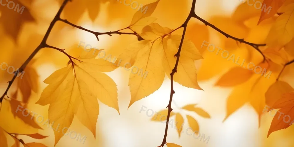 Autumn Leaves On A Branch With Warm Orange And Yellow Colors 17 B703