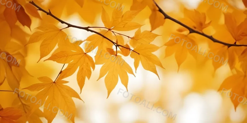 Autumn Leaves On A Branch With Warm Orange And Yellow Colors 18 069c