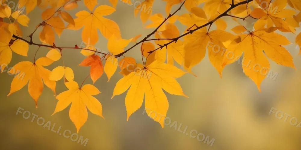 Autumn Leaves On A Branch With Warm Orange And Yellow Colors 2 Cf96