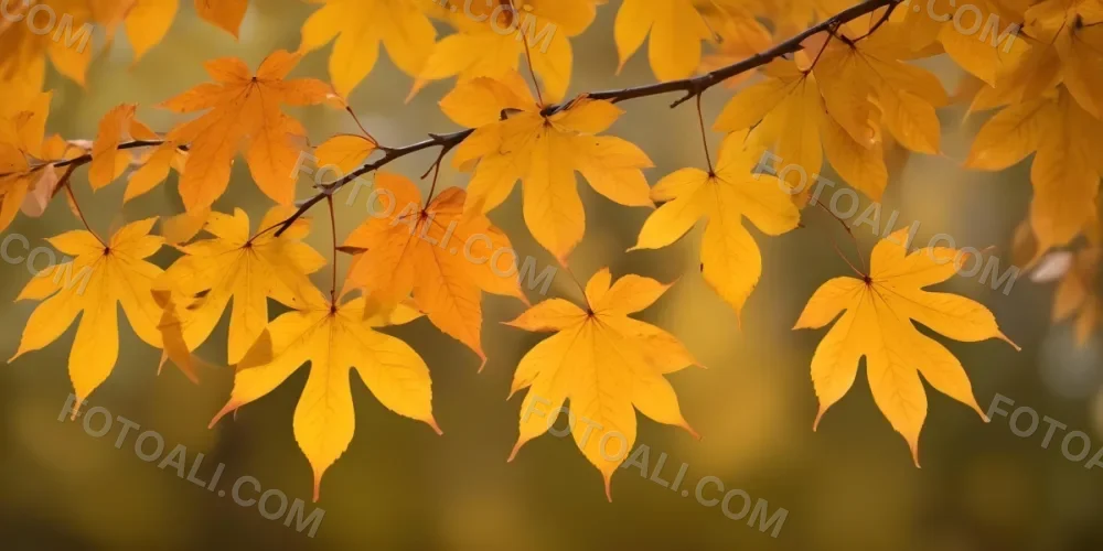 Autumn Leaves On A Branch With Warm Orange And Yellow Colors 4 6221