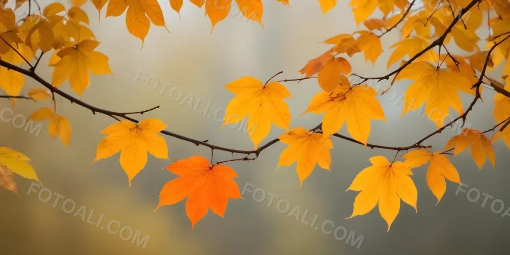 Autumn Leaves On A Branch With Warm Orange And Yellow Colors 6 847c