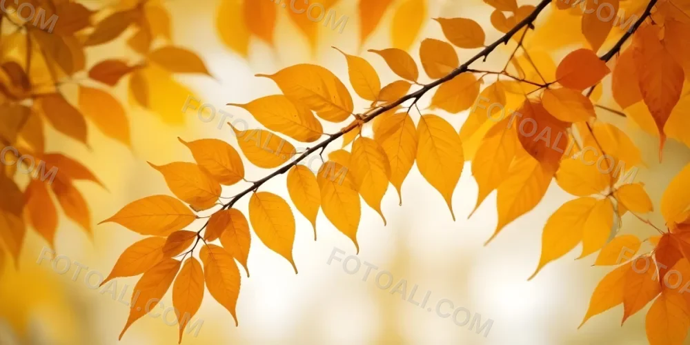 Autumn Leaves On A Branch With Warm Orange And Yellow Colors 7 F836