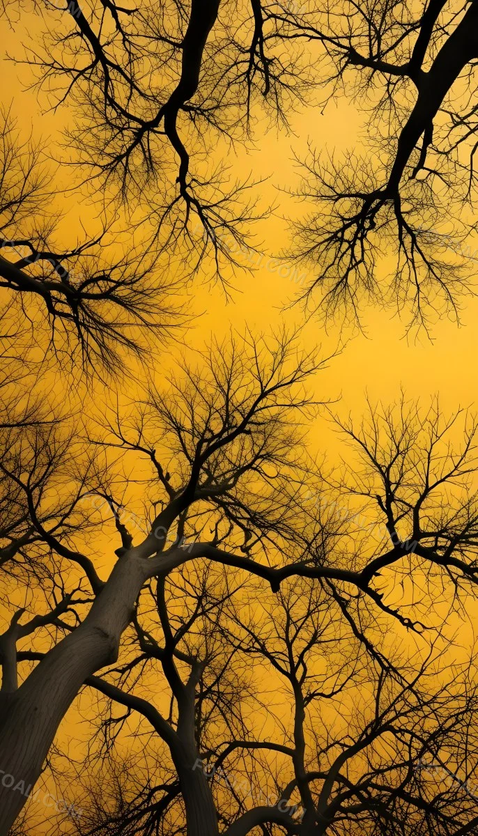 Bare Tree Branches Against A Vibrant Yellow Sky Creating An Abstract And Moody Autumn Scene 14 41f3