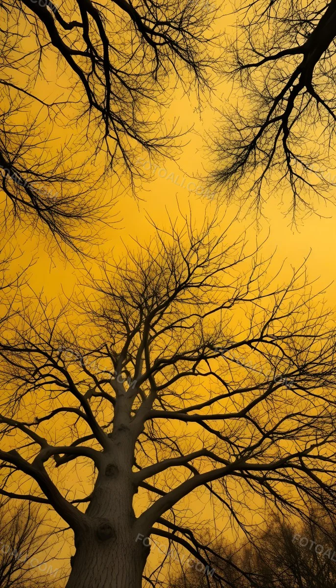Bare Tree Branches Against A Vibrant Yellow Sky Creating An Abstract And Moody Autumn Scene 15 065e