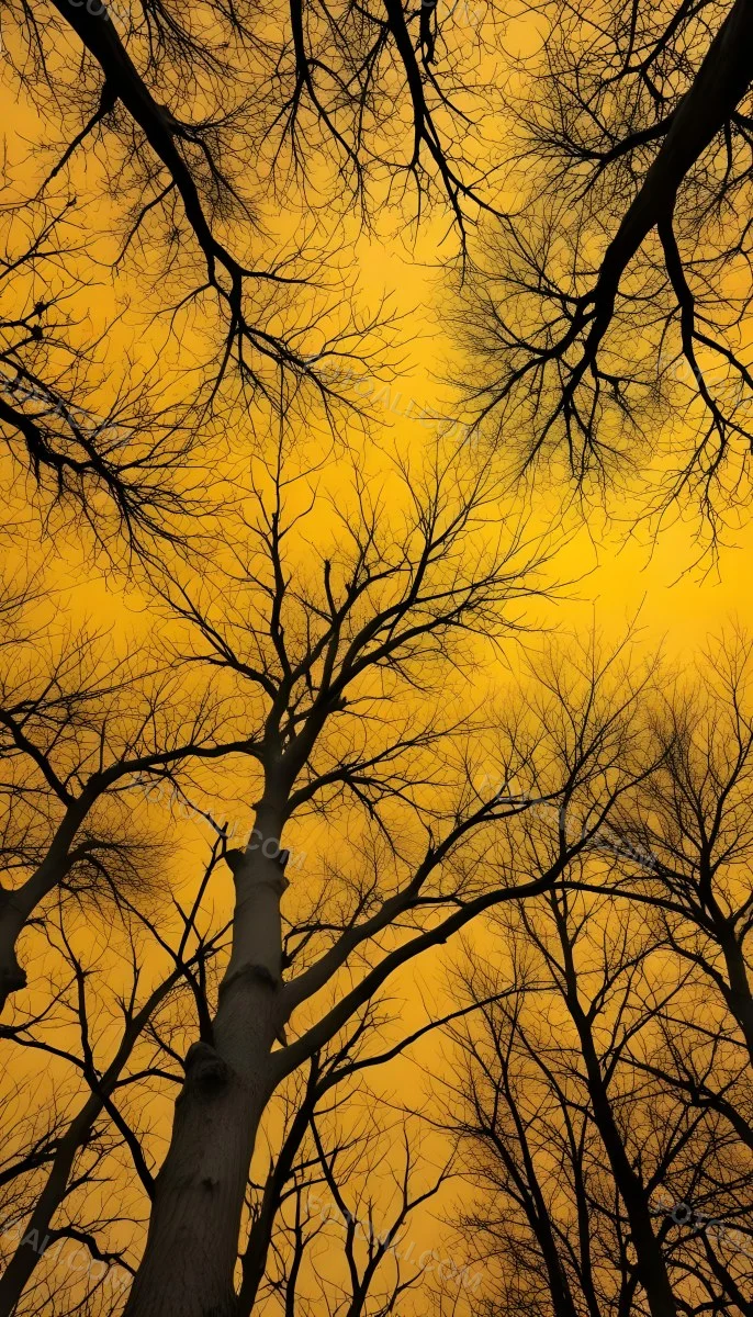 Bare Tree Branches Against A Vibrant Yellow Sky Creating An Abstract And Moody Autumn Scene 16 B67c