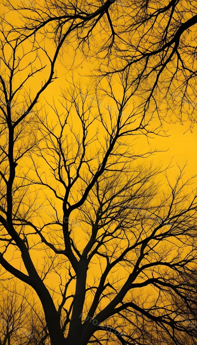 Bare Tree Branches Against A Vibrant Yellow Sky Creating An Abstract And Moody Autumn Scene 18 F8d0