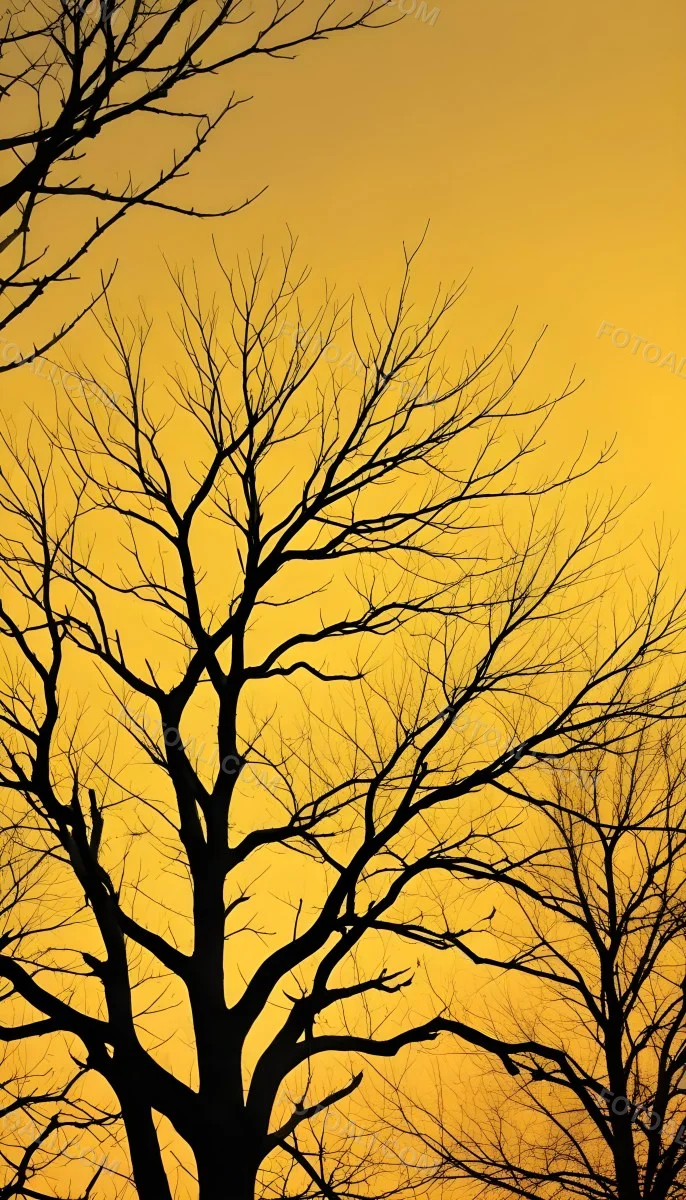 Bare Tree Branches Against A Vibrant Yellow Sky Creating An Abstract And Moody Autumn Scene 2 Eaed