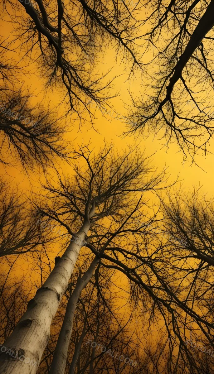 Bare Tree Branches Against A Vibrant Yellow Sky Creating An Abstract And Moody Autumn Scene 22 1a8f