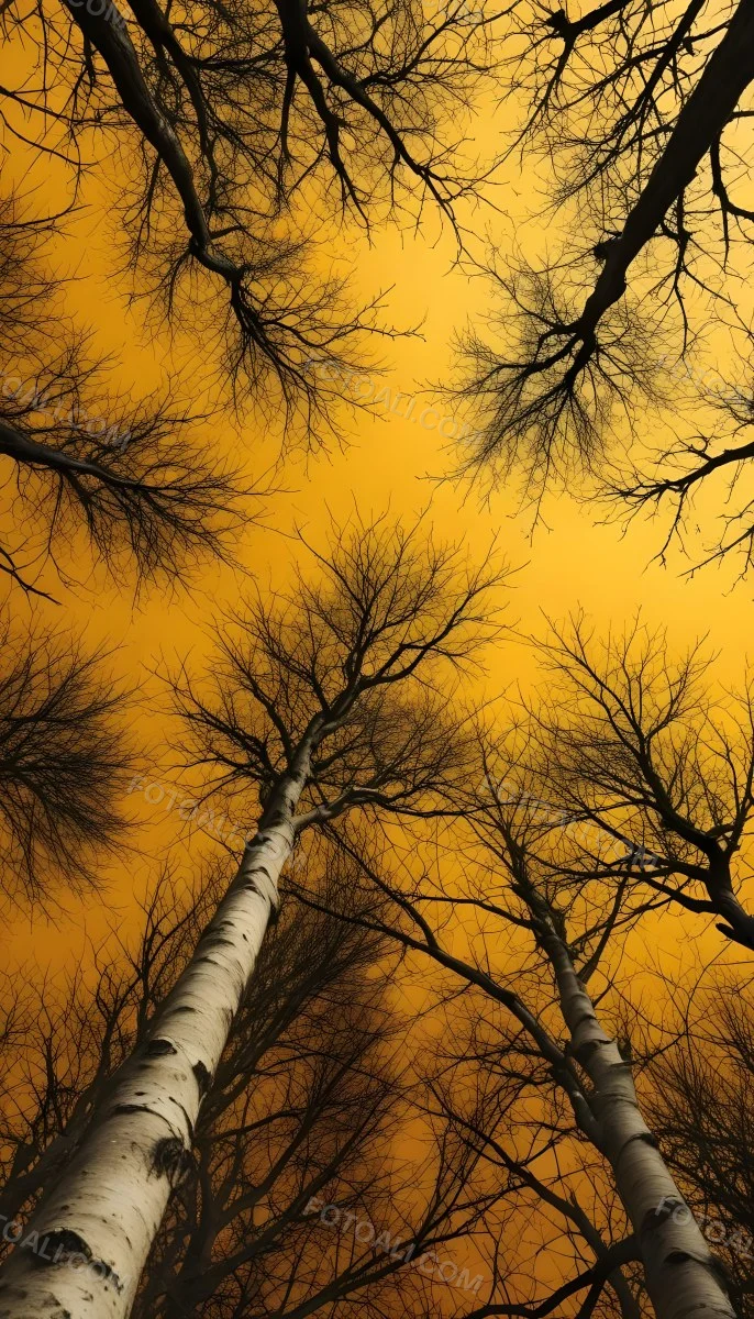 Bare Tree Branches Against A Vibrant Yellow Sky Creating An Abstract And Moody Autumn Scene 24 1a75