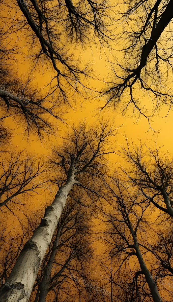 Bare Tree Branches Against A Vibrant Yellow Sky Creating An Abstract And Moody Autumn Scene 26 Fcfa