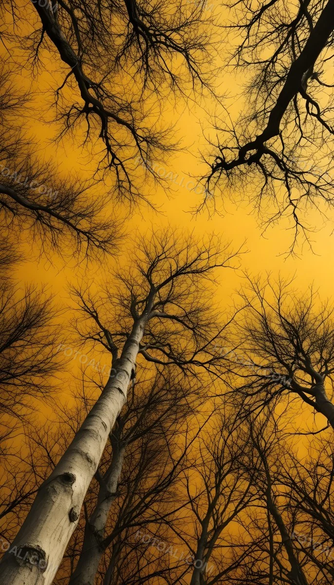 Bare Tree Branches Against A Vibrant Yellow Sky Creating An Abstract And Moody Autumn Scene 28 6285
