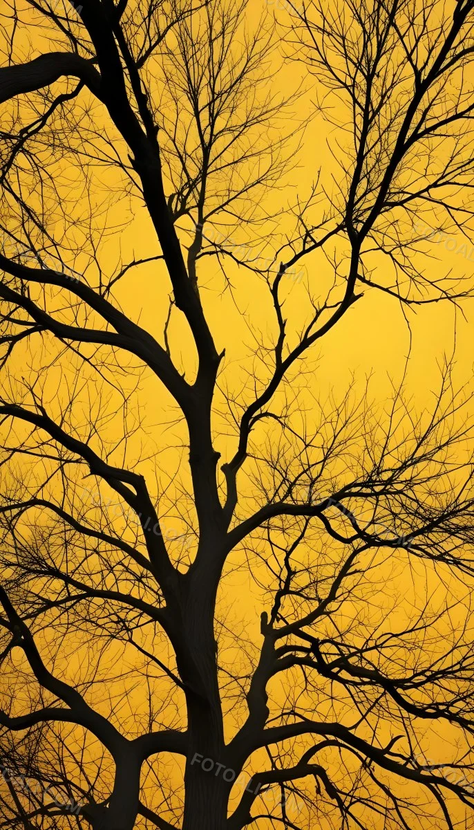 Bare Tree Branches Against A Vibrant Yellow Sky Creating An Abstract And Moody Autumn Scene 3 4c45