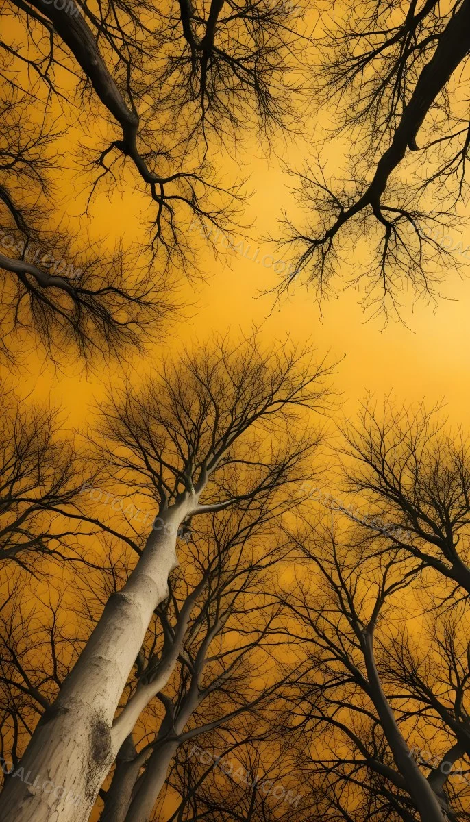 Bare Tree Branches Against A Vibrant Yellow Sky Creating An Abstract And Moody Autumn Scene 30 13c5