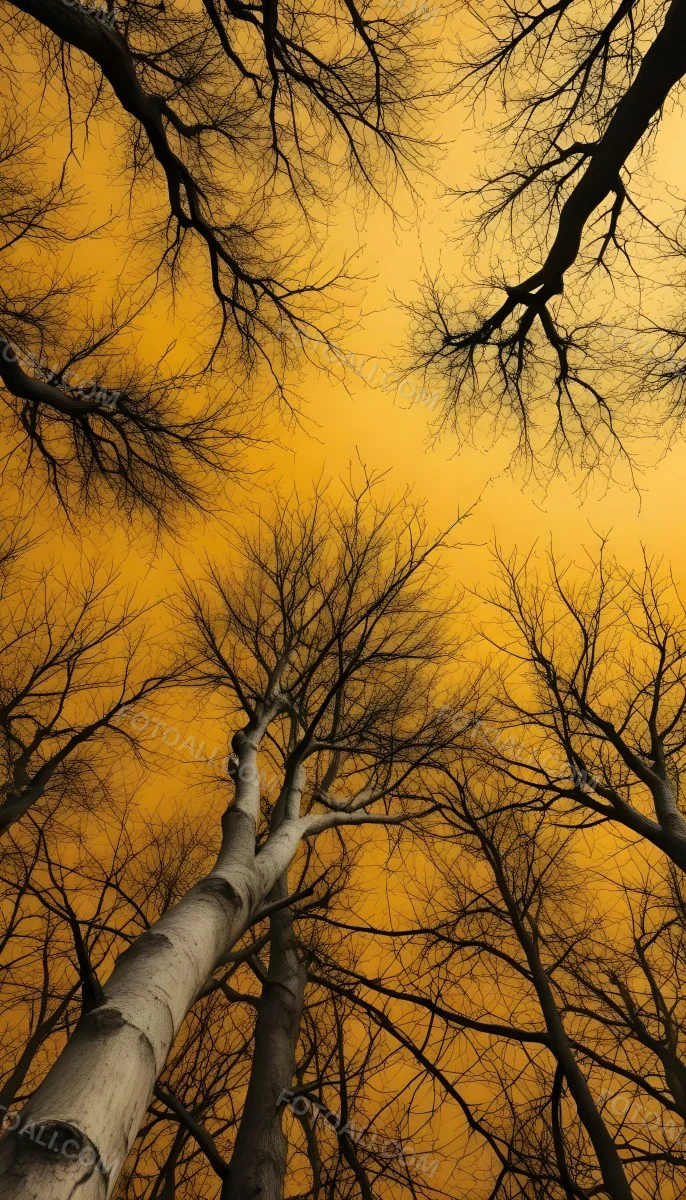 Bare Tree Branches Against A Vibrant Yellow Sky Creating An Abstract And Moody Autumn Scene 32 70ae