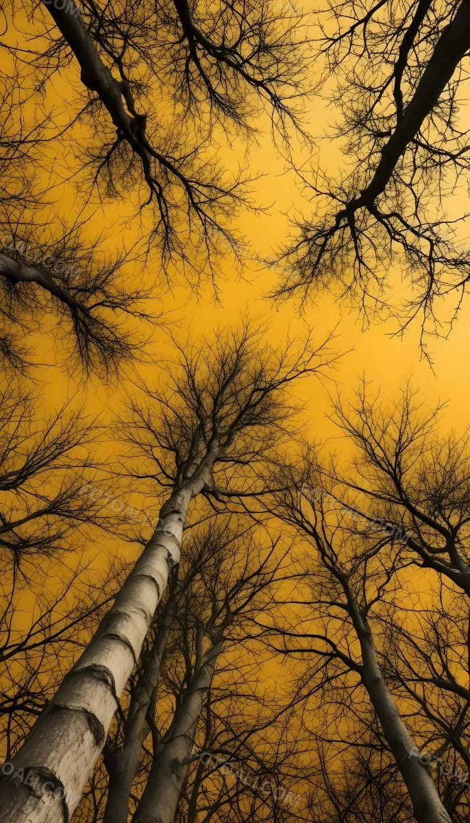 Bare Tree Branches Against A Vibrant Yellow Sky Creating An Abstract And Moody Autumn Scene 33 Ebe3