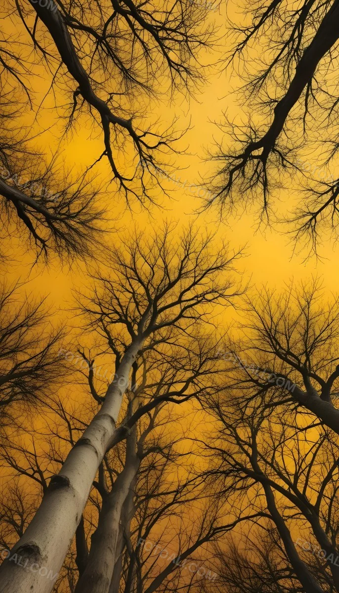 Bare Tree Branches Against A Vibrant Yellow Sky Creating An Abstract And Moody Autumn Scene 34 9217