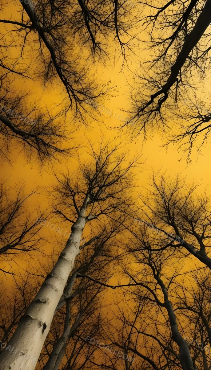 Bare Tree Branches Against A Vibrant Yellow Sky Creating An Abstract And Moody Autumn Scene 36 5782