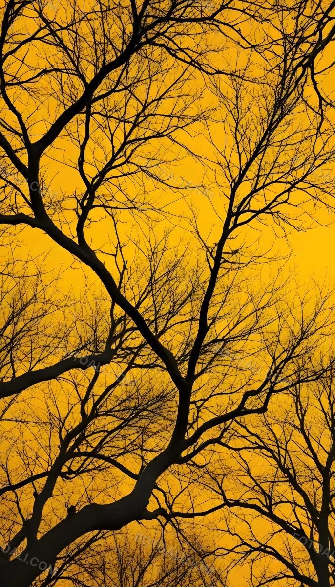 Bare Tree Branches Against A Vibrant Yellow Sky Creating An Abstract And Moody Autumn Scene 7 Ba22