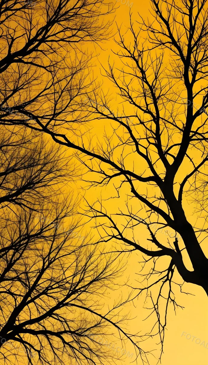 Bare Tree Branches Against A Vibrant Yellow Sky Creating An Abstract And Moody Autumn Scene 8 3f27