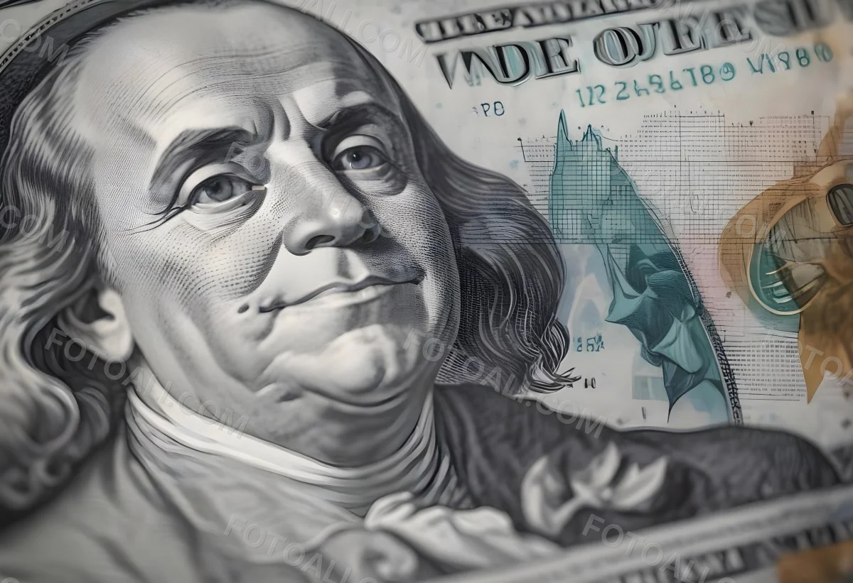 Benjamin Franklin Portrait On A One Hundred Dollar Bill Overlaid With A Stock Market Chart And Dollar Signs In A Financial Context 14 5acb