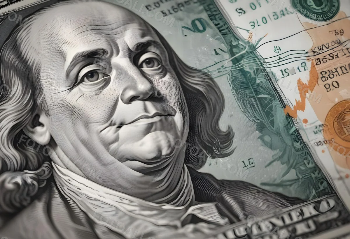 Benjamin Franklin Portrait On A One Hundred Dollar Bill Overlaid With A Stock Market Chart And Dollar Signs In A Financial Context 39 Cb83