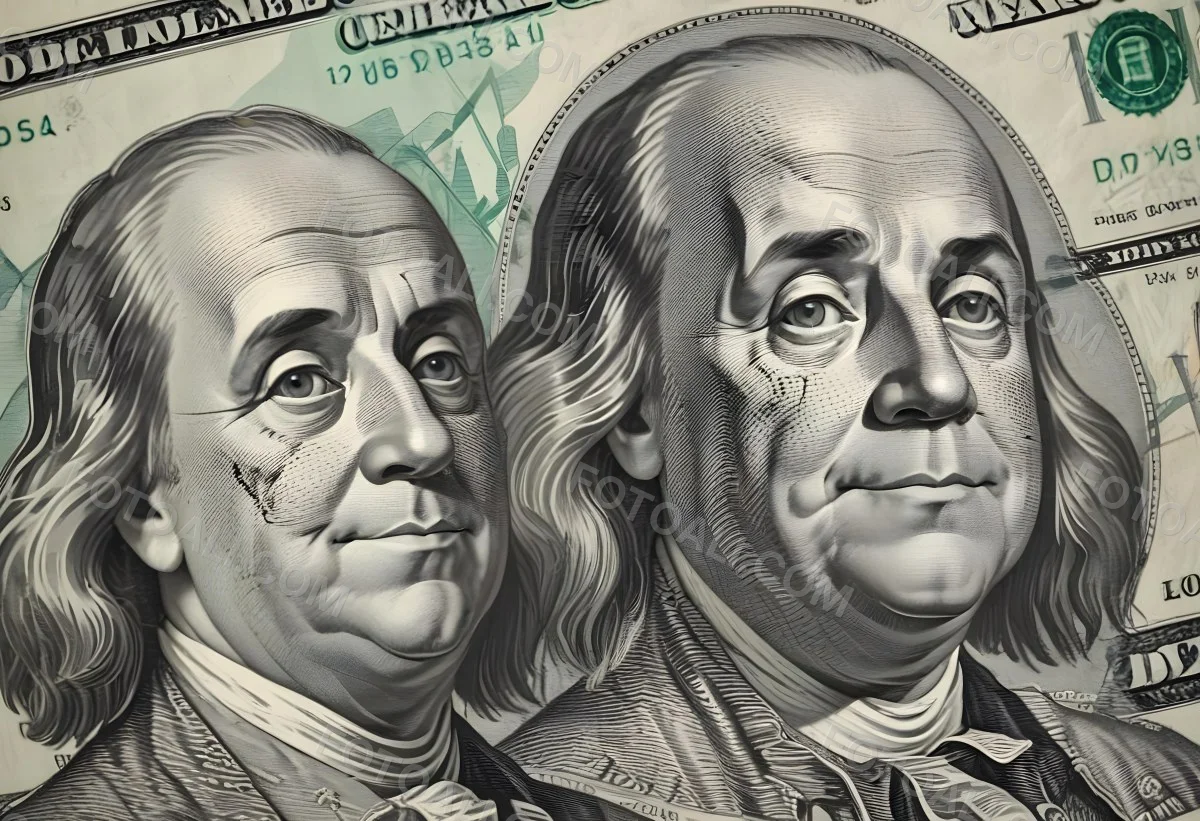 Benjamin Franklin Portrait On A One Hundred Dollar Bill Overlaid With A Stock Market Chart And Dollar Signs In A Financial Context 41 3c60