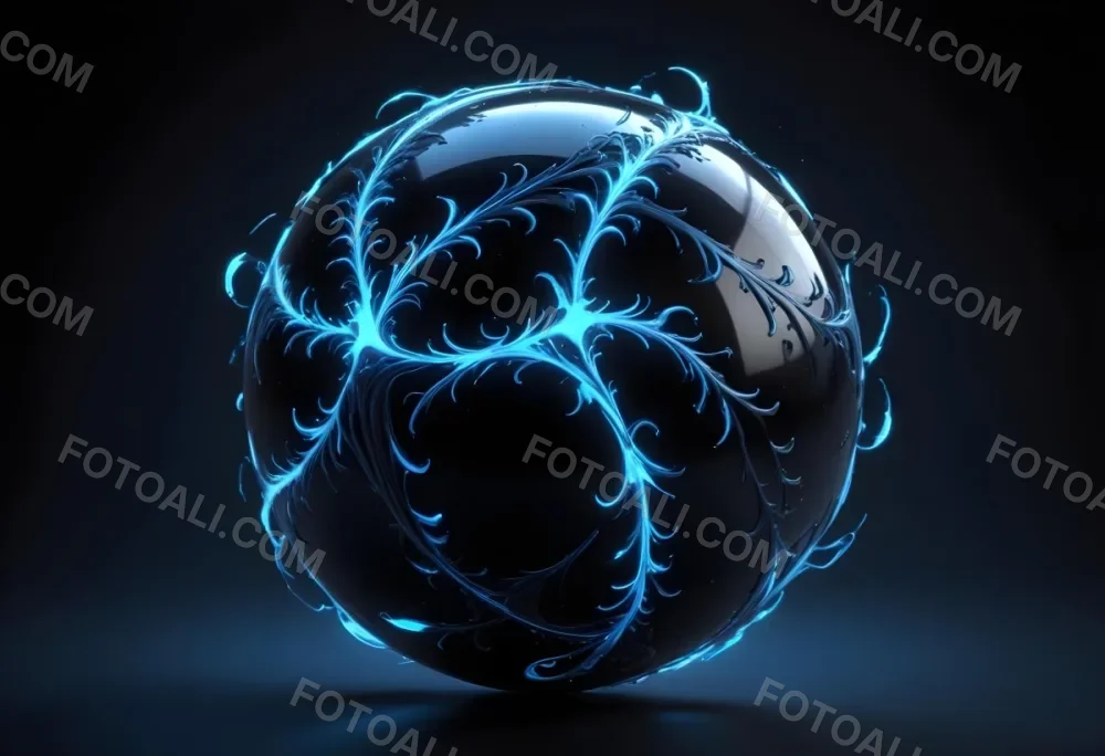 Black Sphere With Blue Glowing Tendrils Emanating Outwards Creating A Mesmerizing And Abstract Composition Against A Dark Background 20 Cd9f