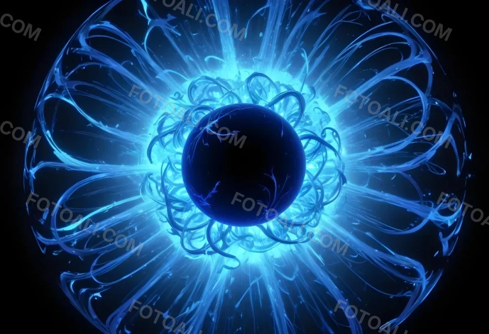 Black Sphere With Blue Glowing Tendrils Emanating Outwards Creating A Mesmerizing And Abstract Composition Against A Dark Background 31 A2e7