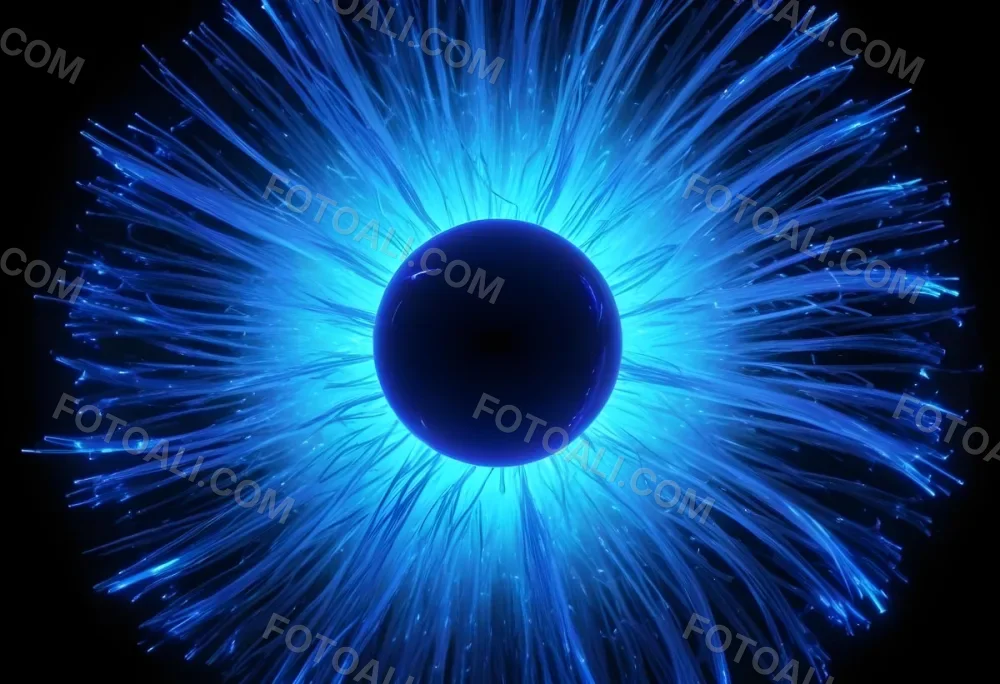 Black Sphere With Blue Glowing Tendrils Emanating Outwards Creating A Mesmerizing And Abstract Composition Against A Dark Background 36 0a61