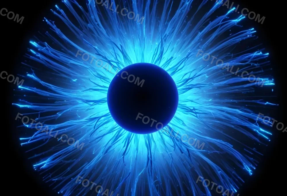 Black Sphere With Blue Glowing Tendrils Emanating Outwards Creating A Mesmerizing And Abstract Composition Against A Dark Background 41 25d4