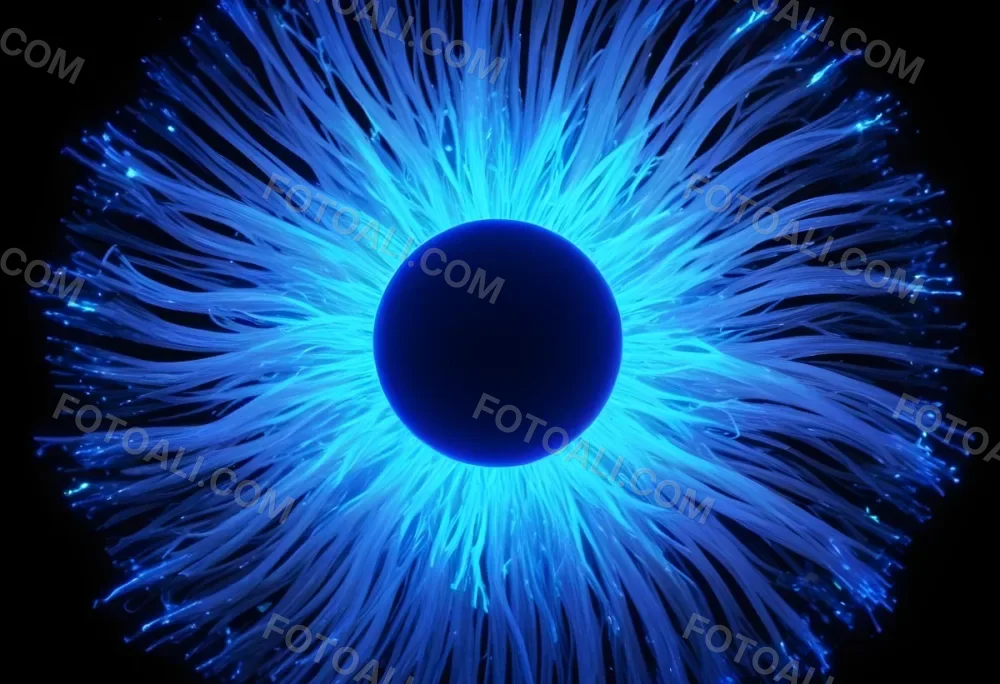 Black Sphere With Blue Glowing Tendrils Emanating Outwards Creating A Mesmerizing And Abstract Composition Against A Dark Background 44 62ef