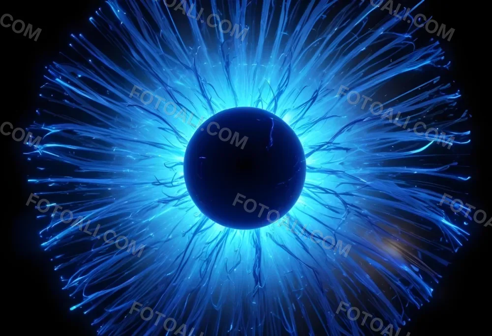 Black Sphere With Blue Glowing Tendrils Emanating Outwards Creating A Mesmerizing And Abstract Composition Against A Dark Background 46 2bdf