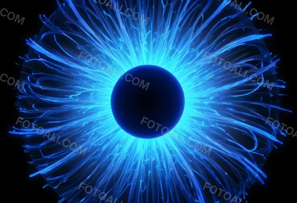 Black Sphere With Blue Glowing Tendrils Emanating Outwards Creating A Mesmerizing And Abstract Composition Against A Dark Background 54 87cc