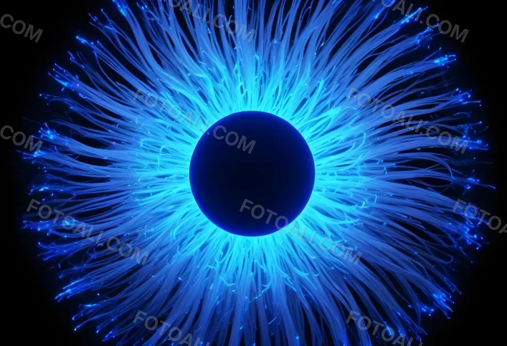 Black Sphere With Blue Glowing Tendrils Emanating Outwards Creating A Mesmerizing And Abstract Composition Against A Dark Background 7 00bf