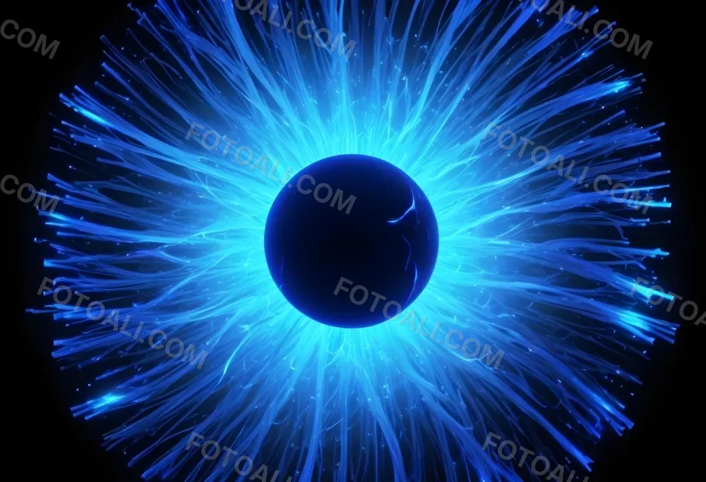 Black Sphere With Blue Glowing Tendrils Emanating Outwards Creating A Mesmerizing And Abstract Composition Against A Dark Background 70 Beab
