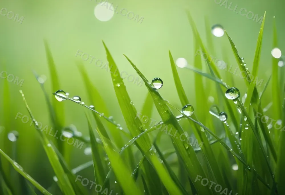 Blades Of Green Grass With Water Droplets Against A Blurred Green Background With Soft Lighting 11 3ac1