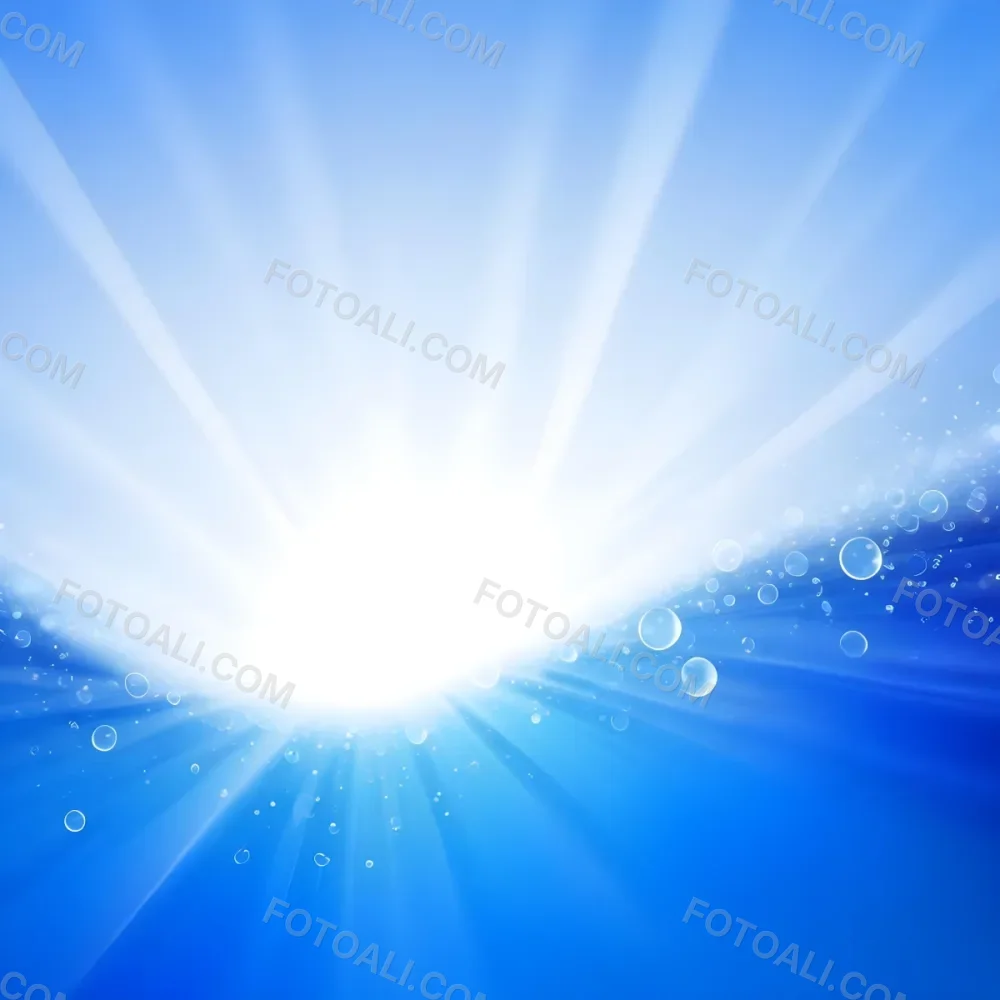 Blue Abstract Background With Light Rays And Bubbles 21 E8fc