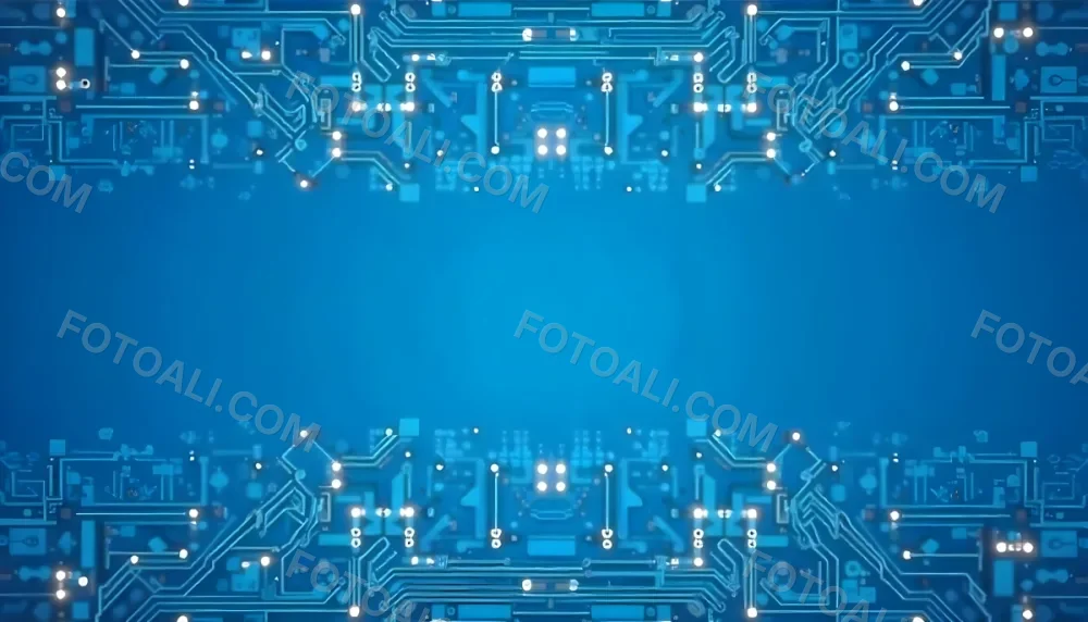 Blue Background With A Circuit Board Pattern The Lines Are White And There Are Small Dots Of Light At The Intersections 14 3441