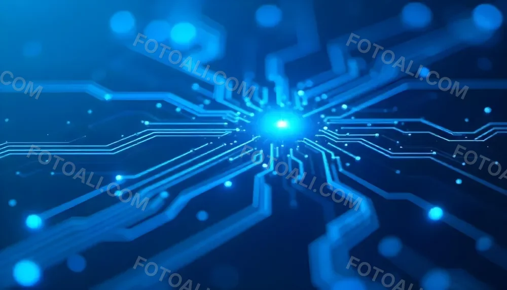 Blue Background With A Circuit Board Pattern The Lines Are White And There Are Small Dots Of Light At The Intersections 15 Fef0