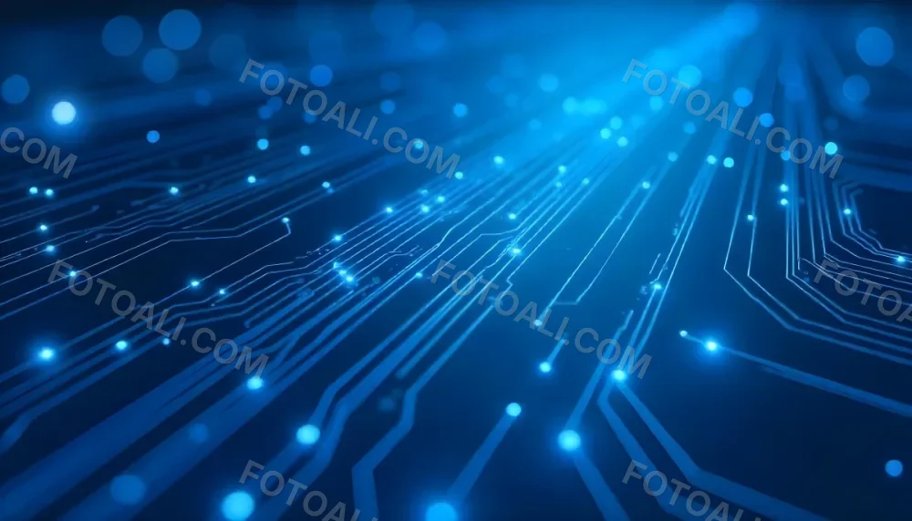 Blue Background With A Circuit Board Pattern The Lines Are White And There Are Small Dots Of Light At The Intersections 17 2321